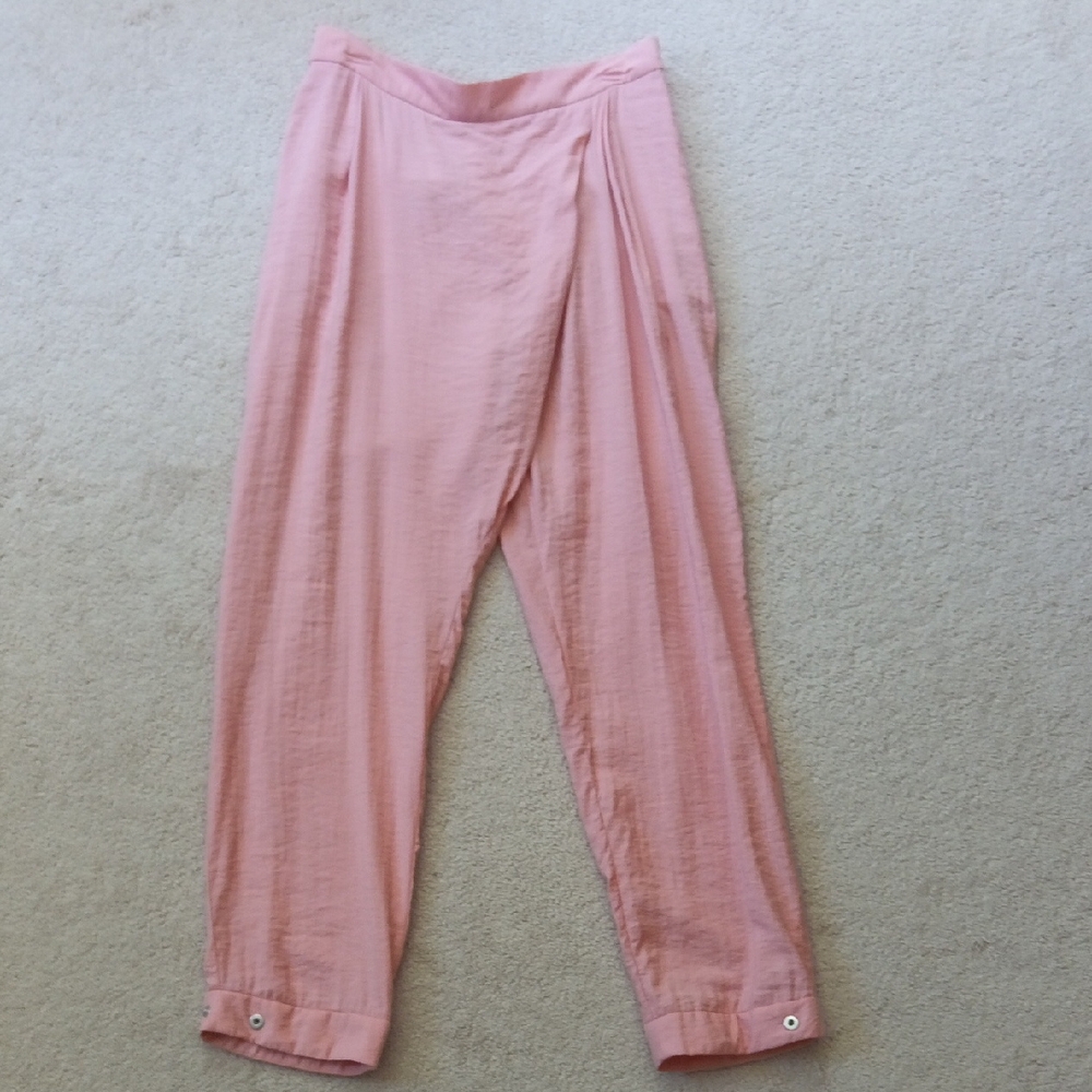 W14"-15" Crotch-Cross Hi-rise Pink Pants w/Adjustable Snap Button Hem